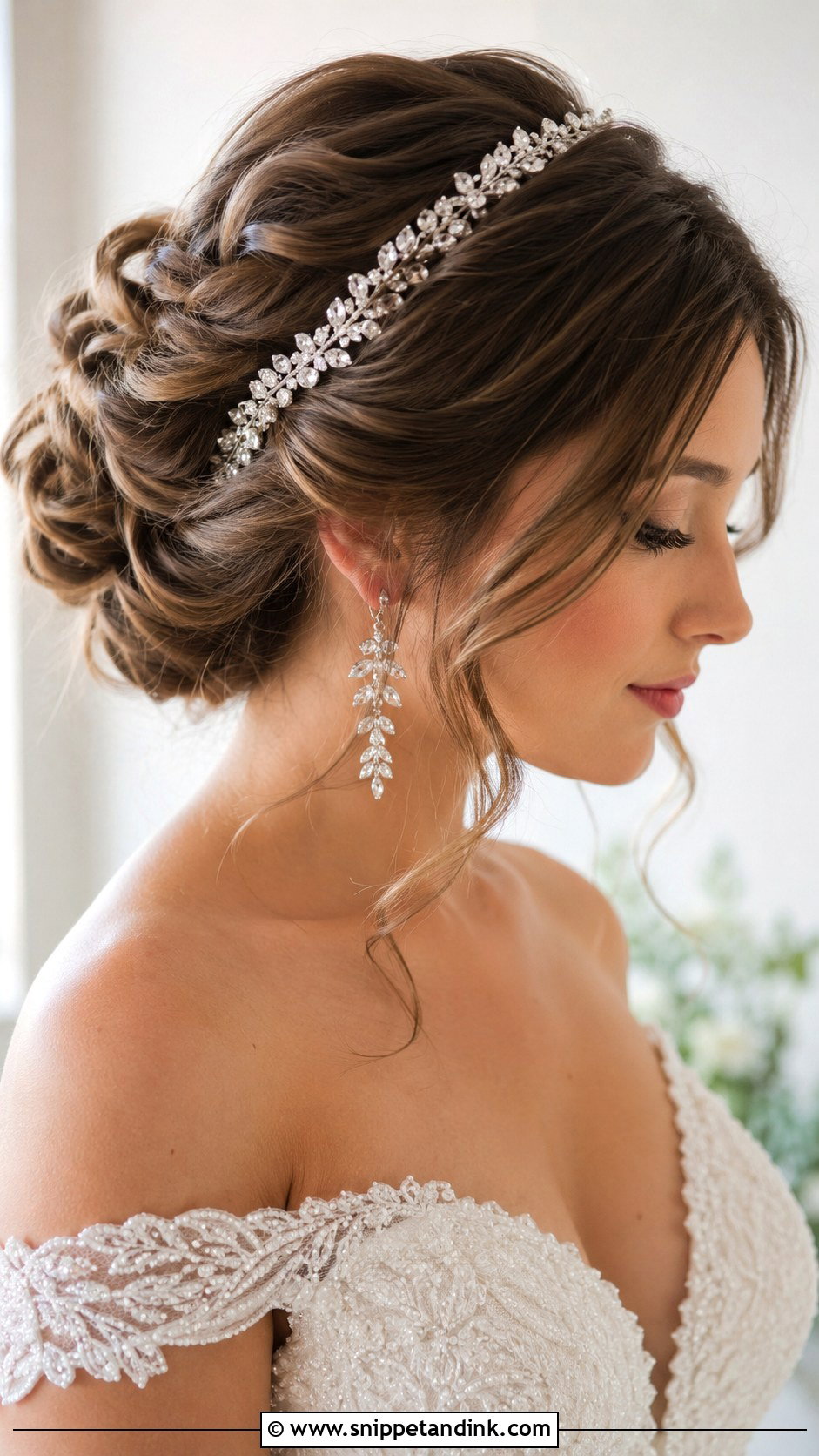Twisted Updo With Crystal Hairband - Snippet and Ink - 20 Hairband Wedding Hairstyle Ideas