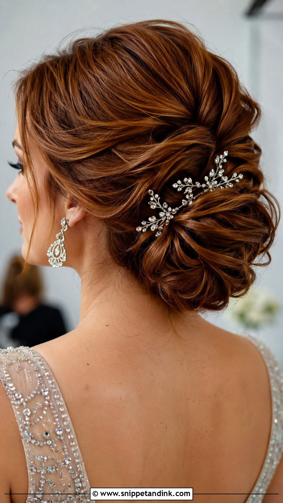 Twisted Updo With Crystal Pins - Snippet and Ink - 20 Elegant Wedding Hair Updo Ideas