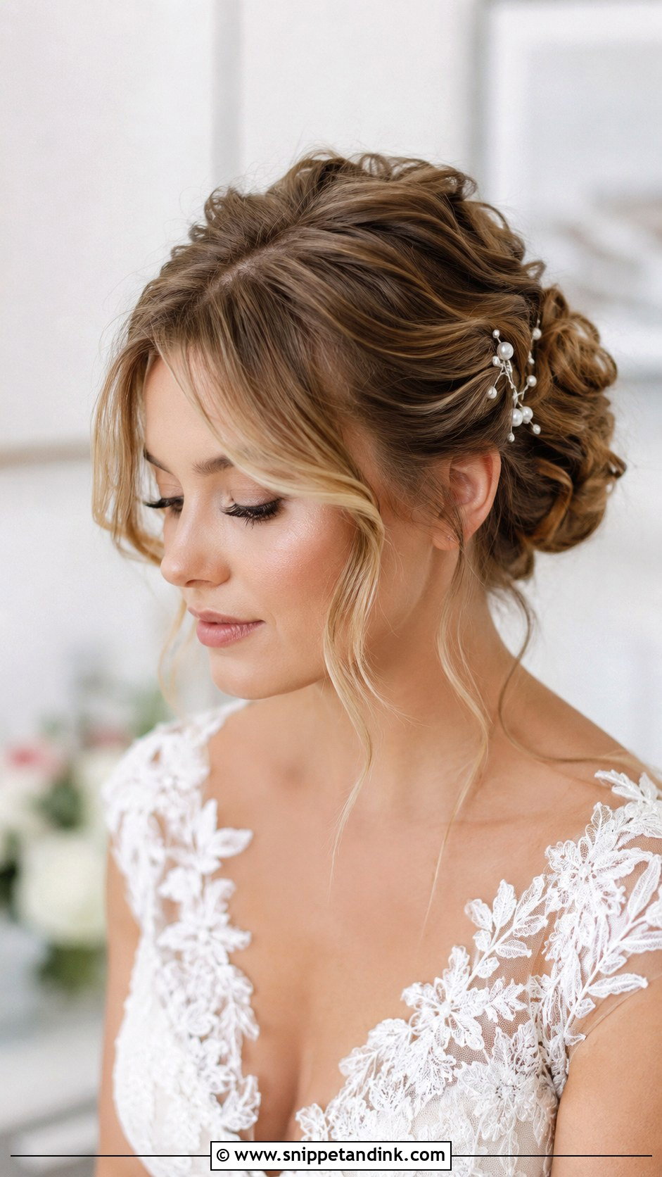 Twisted Updo With Curtain Bangs - Snippet and Ink - 25 Wedding Hairstyles with Bangs