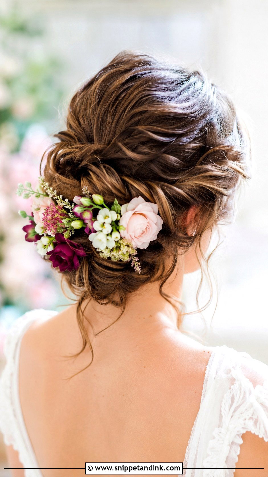 Twisted Updo With Fresh Flowers - Snippet and Ink - 20 Wedding Bride Updo Hairstyles