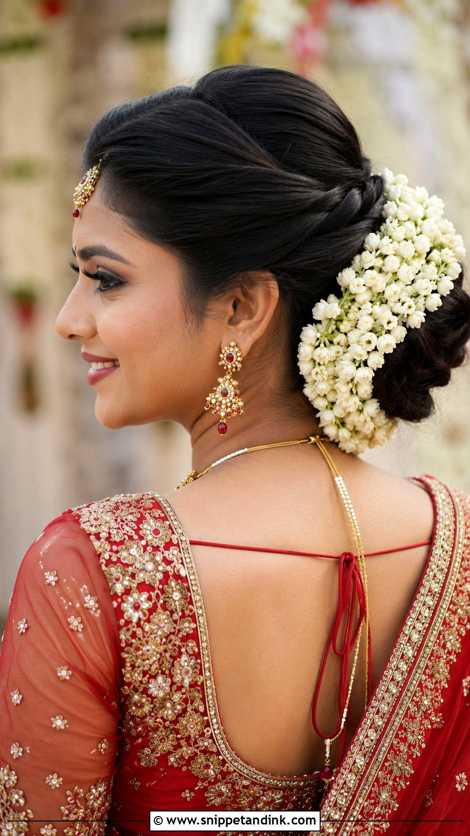 Twisted Updo With Gajra - Snippet and Ink - 35 Mehndi Hairstyles
