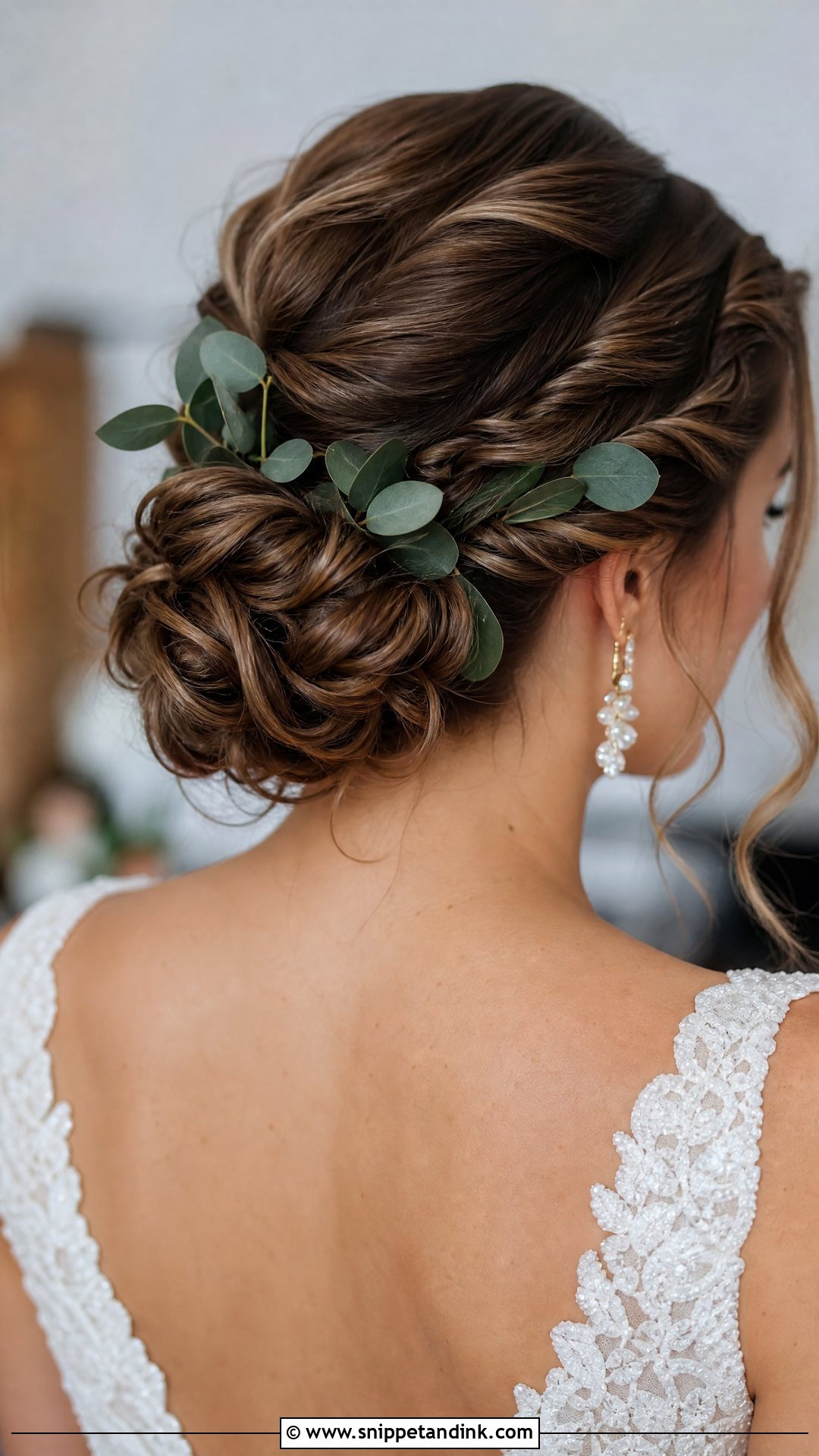 Twisted Updo With Greenery - Snippet and Ink - 20 Western Wedding Hair Ideas