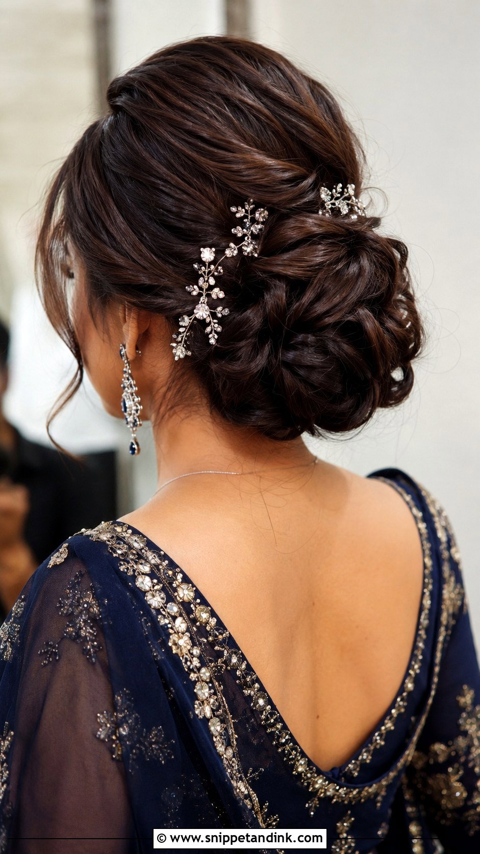 Twisted Updo With Hair Accessories - Snippet and Ink - 20 Hair Do for Indian Wedding Ideas