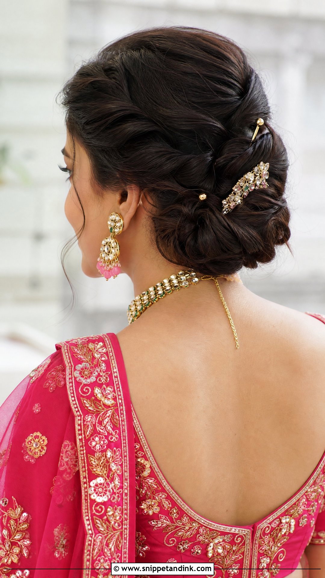 Twisted Updo With Hair Accessories - Snippet and Ink - 20 South Indian Wedding Hairstyles for Long Hair