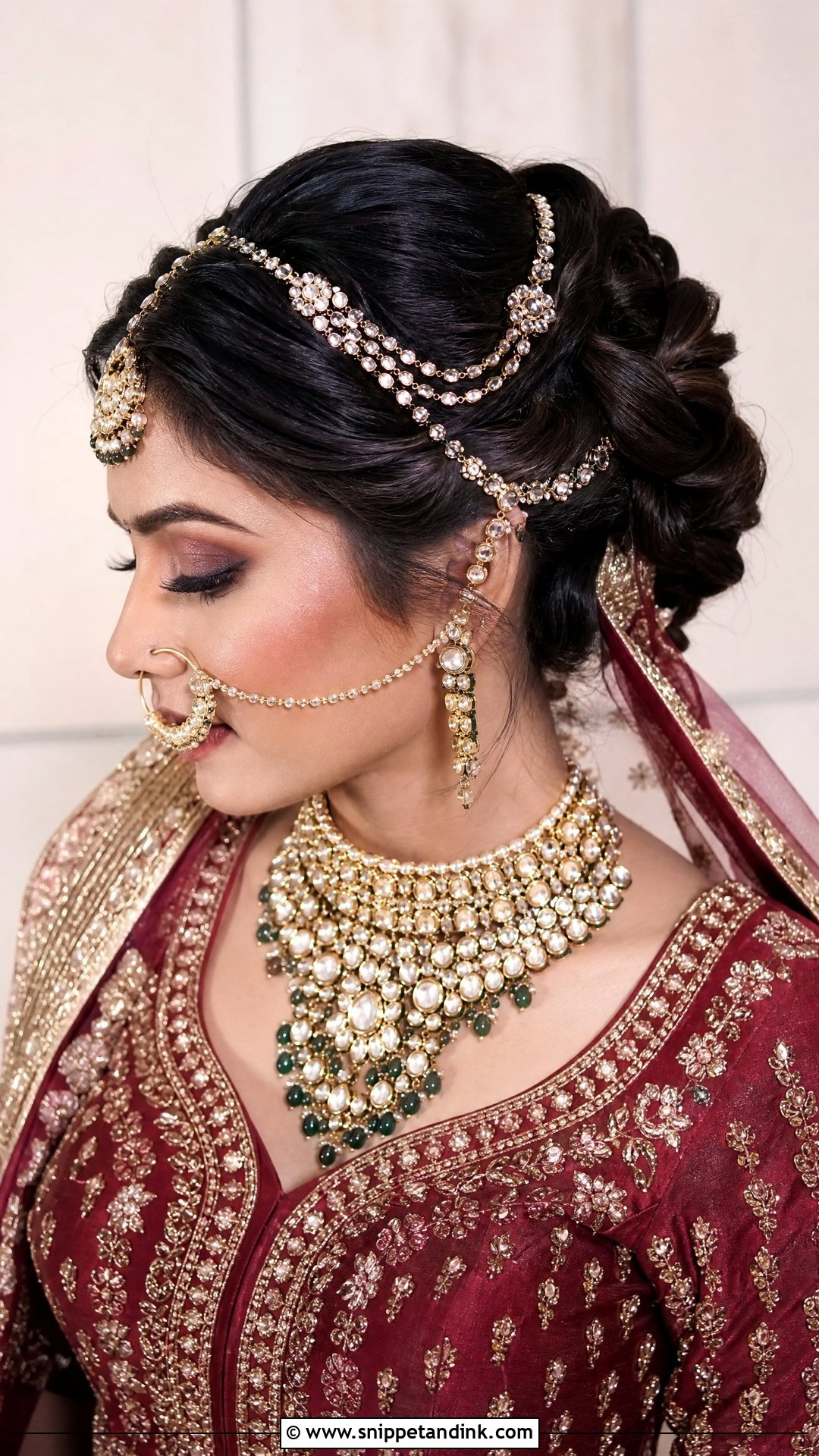 Twisted Updo With Hair Jewelry - Snippet and Ink - 20 Desi Bridal Hairstyles