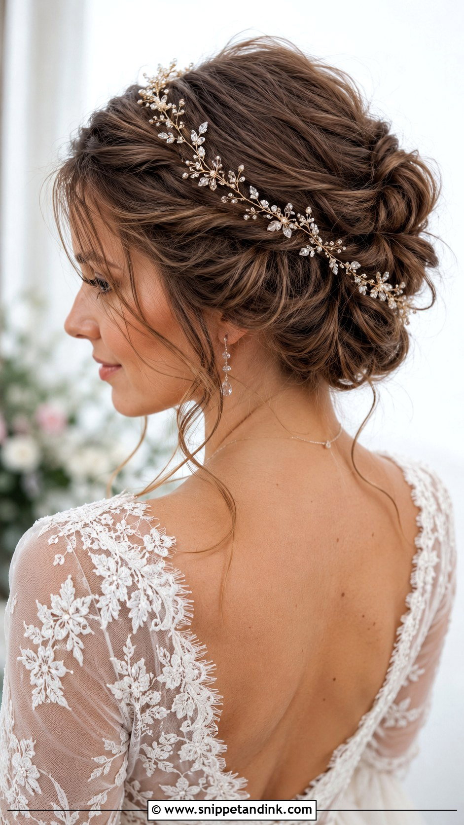 Twisted Updo With Hair Vine - Snippet and Ink - 20 Bohemian Wedding Hairstyles