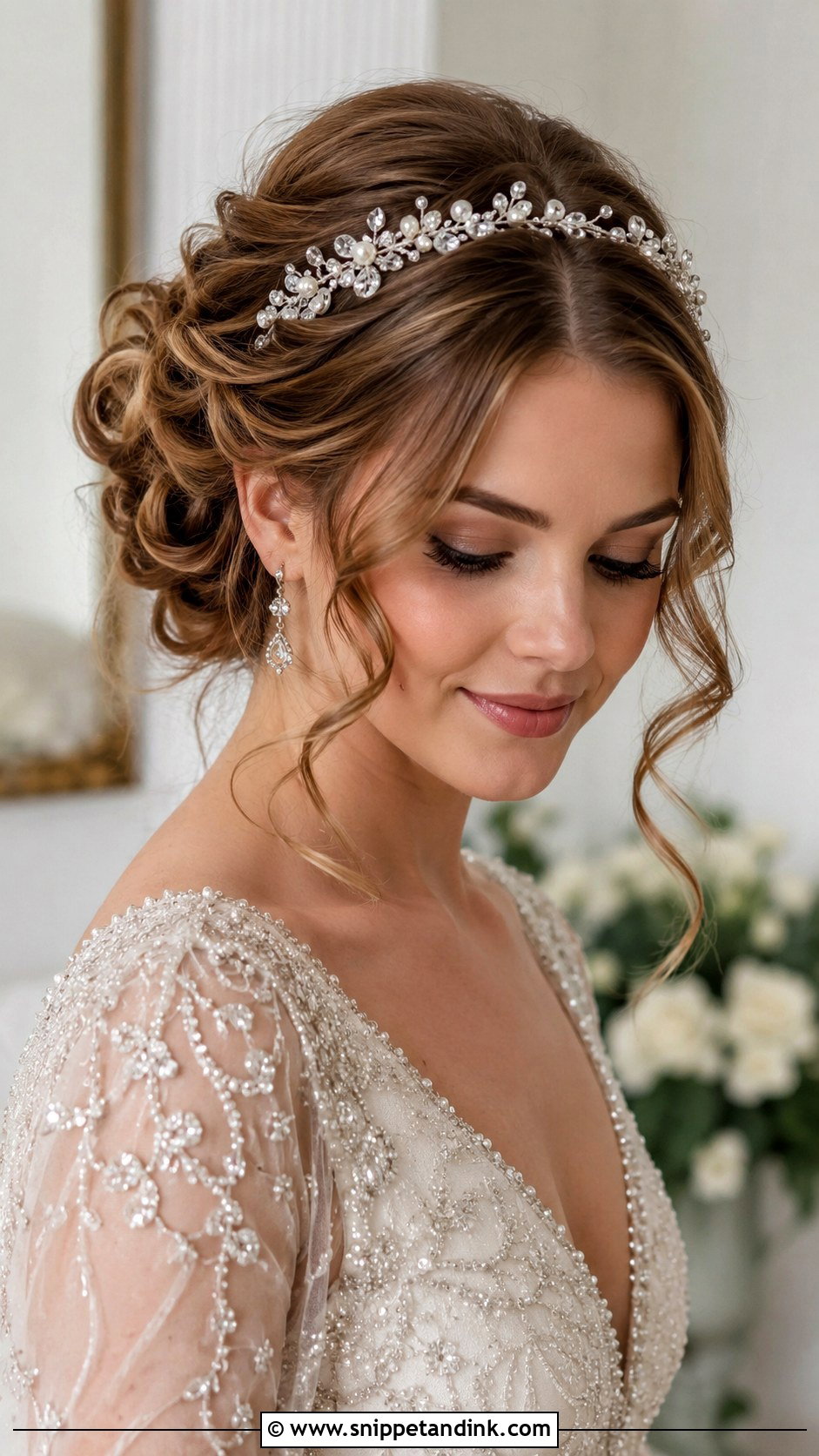 Twisted Updo With Headband - Snippet and Ink - 20 Bridal Hair Updo Front View Ideas