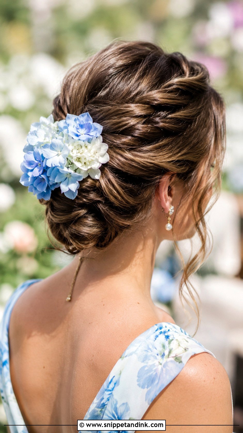 Twisted Updo With Hydrangeas - Snippet and Ink - 25 Bridal Hair Flowers