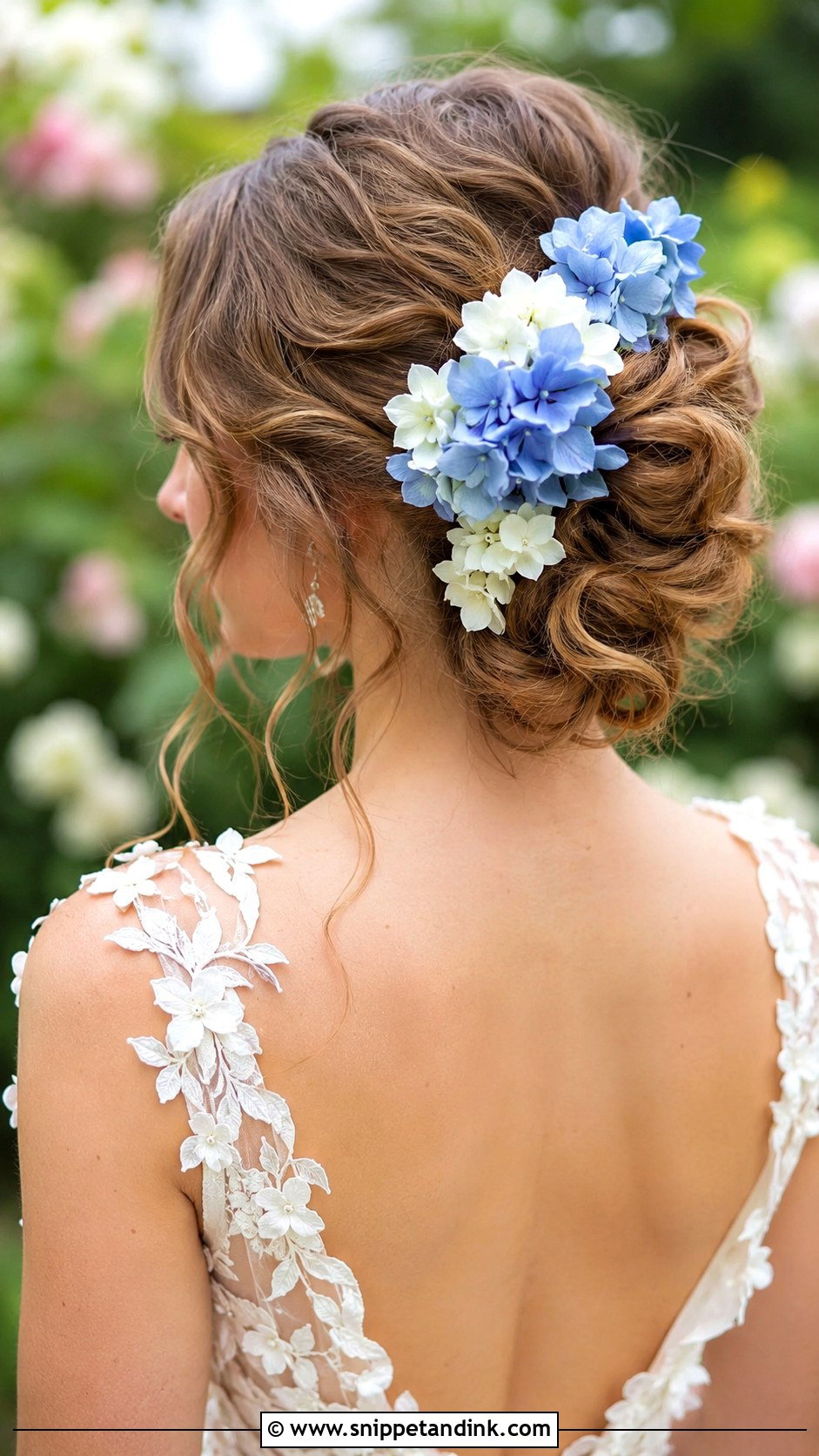 Twisted Updo With Hydrangeas - Snippet and Ink - 20 Bride Hairstyles with Flowers
