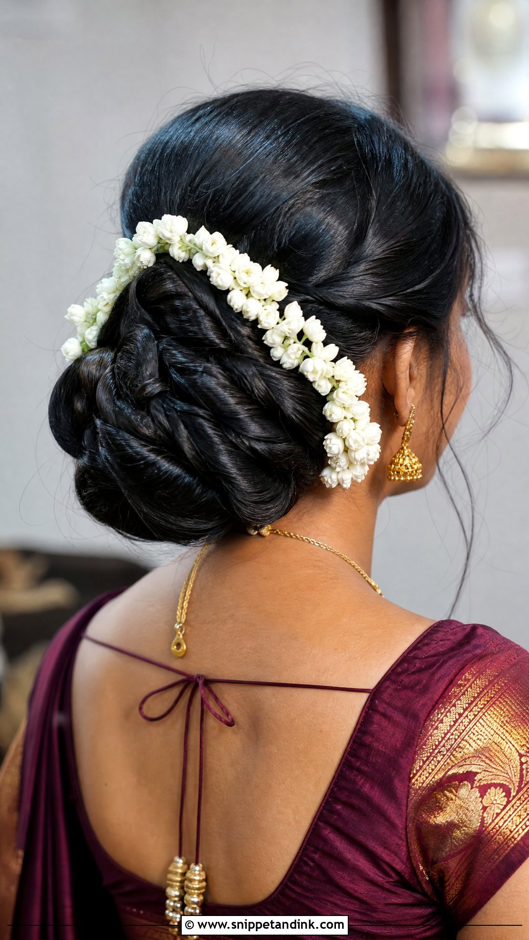 Twisted Updo With Jasmine - Snippet and Ink - 20 Tamil Bridal Hairstyles