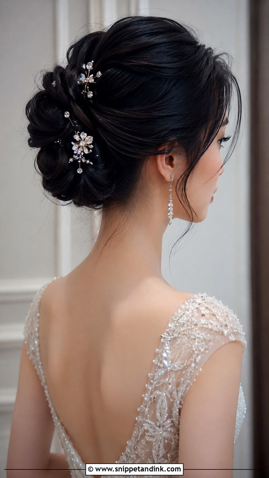 Twisted Updo With Jeweled Pins - Snippet and Ink - 25 Asian Wedding Hair Ideas