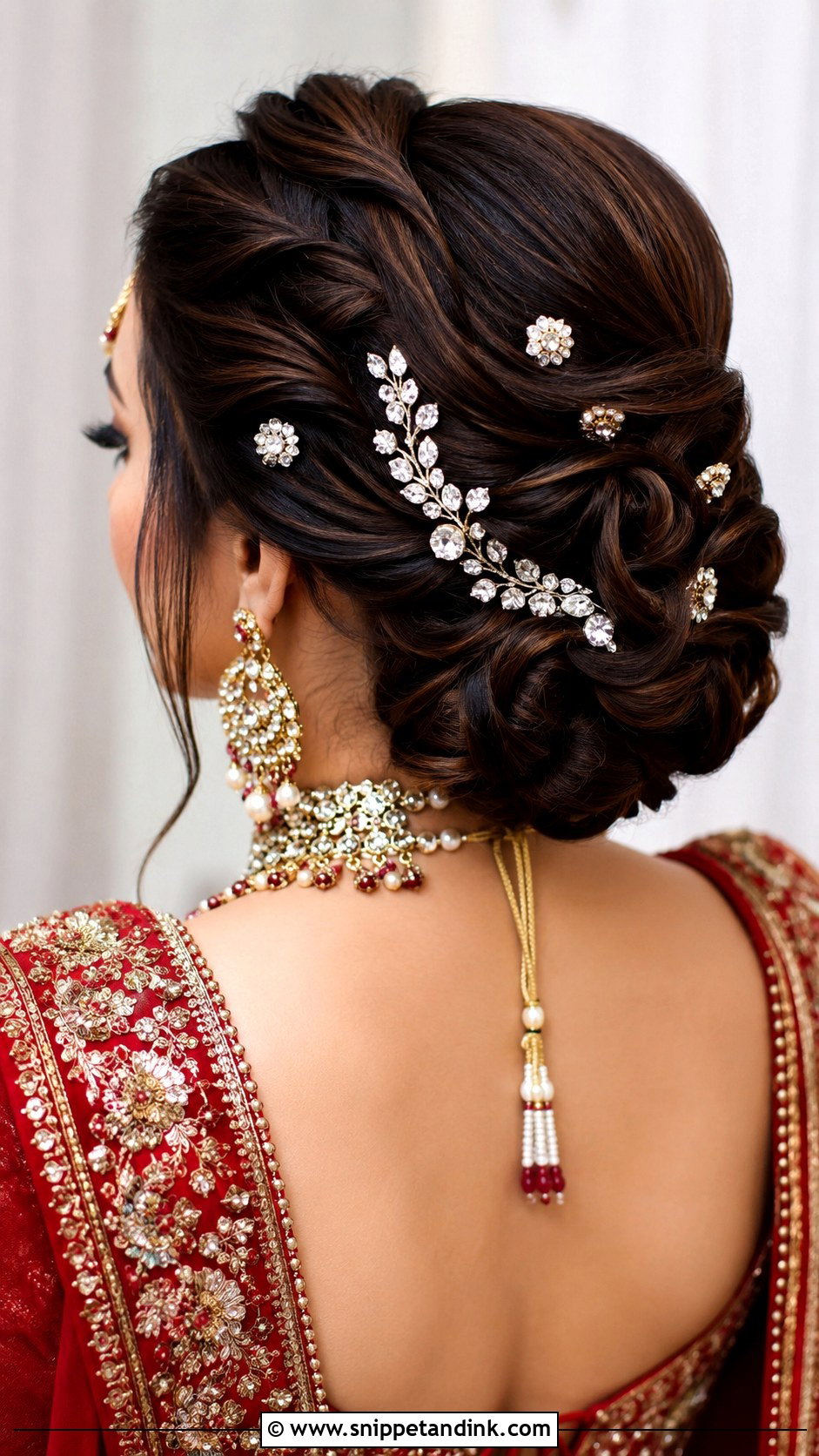 Twisted Updo With Jewels - Snippet and Ink - 20 Desi Bride Hair Ideas