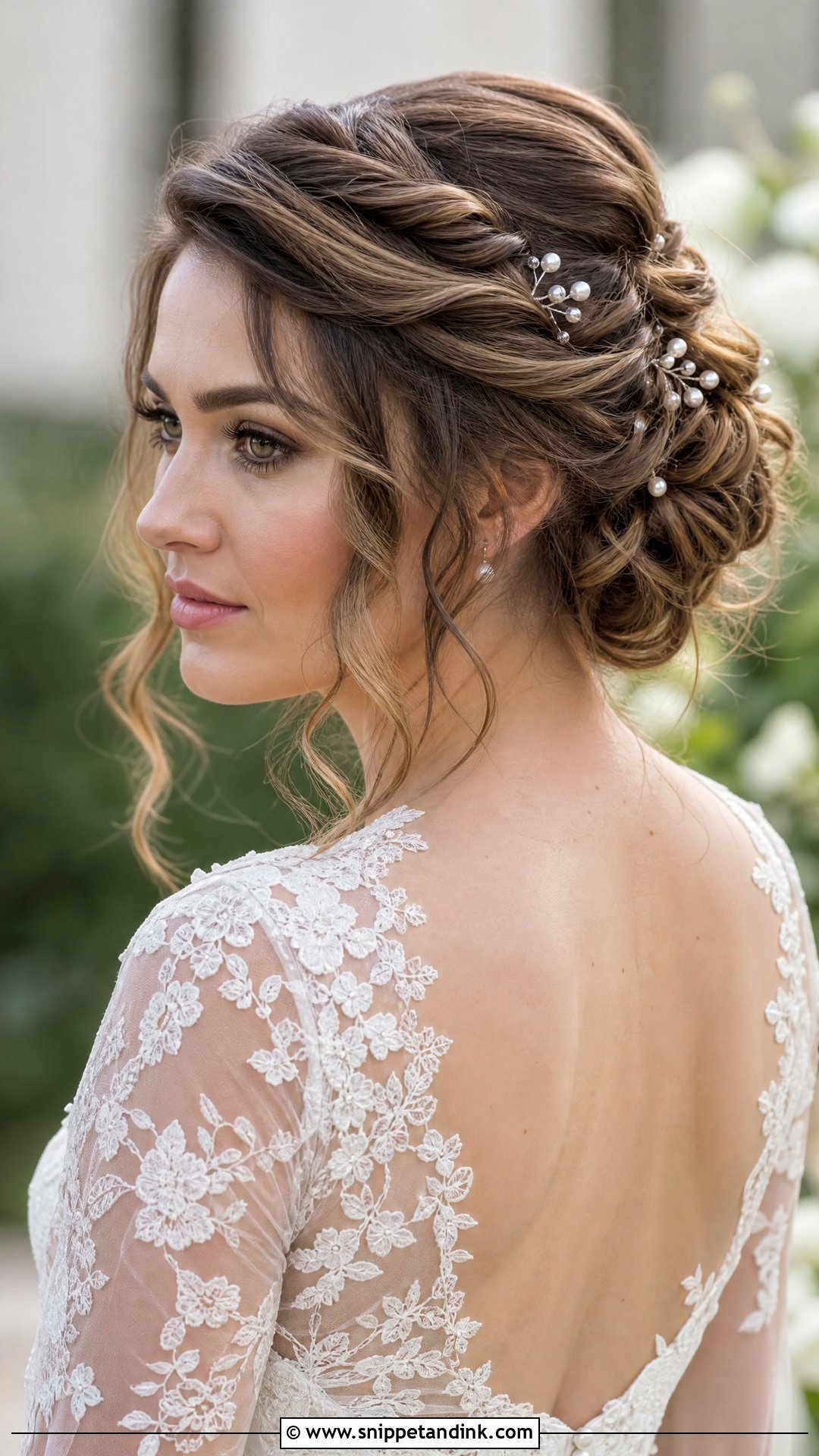 Twisted Updo With Loose Curls - Snippet and Ink - 20 Mid Length Wedding Hair Ideas