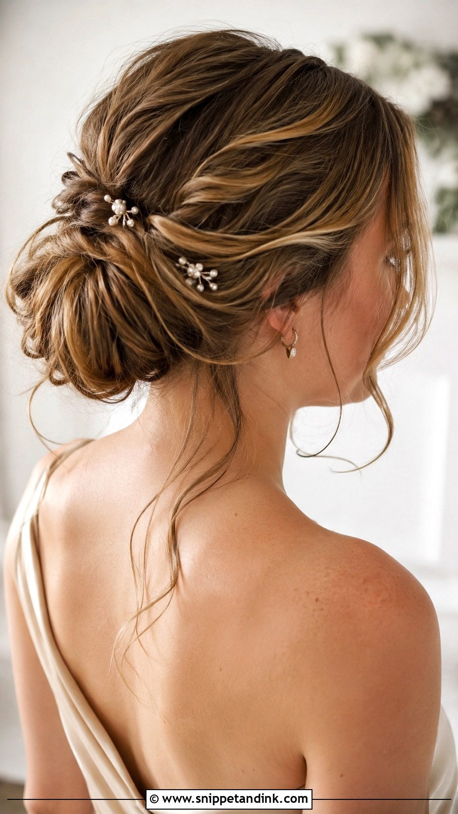 Twisted Updo With Loose Pieces - Snippet and Ink - 20 Wedding Party Hair Ideas