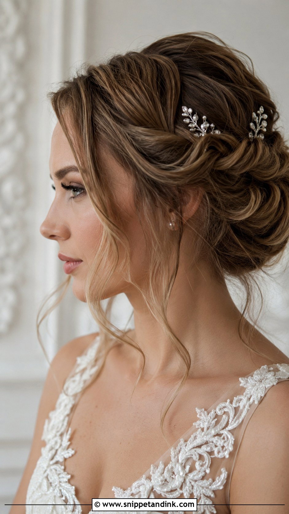 Twisted Updo With Loose Tendrils - Snippet and Ink - 20 Hairstyle for Medium Hair Wedding Ideas