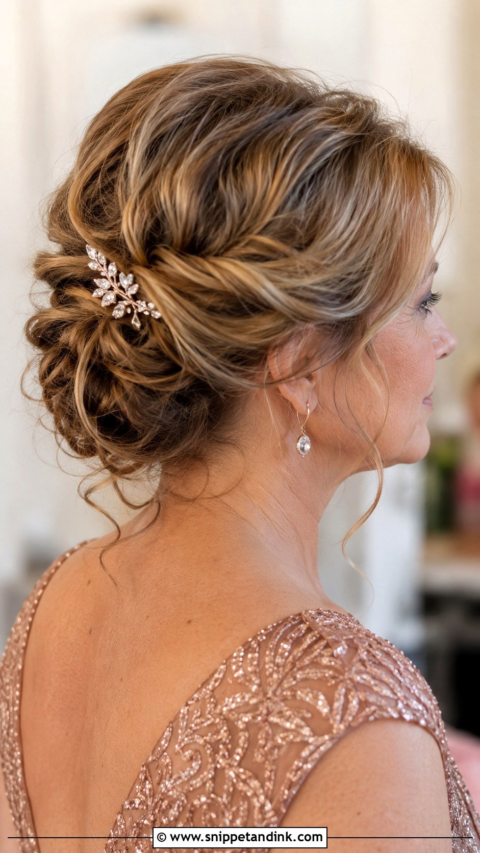 Twisted Updo With Loose Tendrils - Snippet and Ink - 30 Mother of the Bride Hairstyles Over 50
