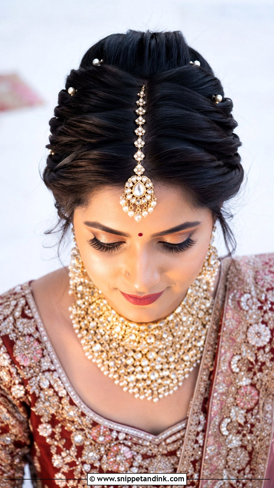 Twisted Updo With Maang Tikka - Snippet and Ink - 20 Indian Hair Styles for Weddings
