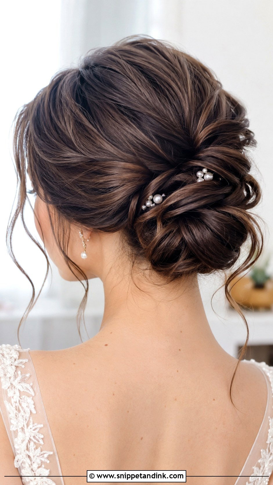 Twisted Updo With Pearl Details - Snippet and Ink - 20 Bridal Hair Pearls Ideas