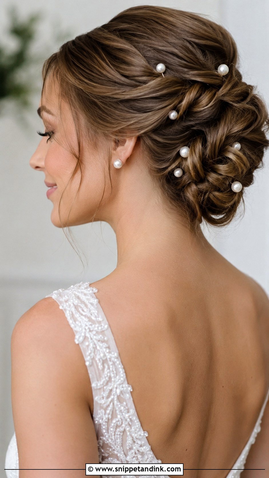 Twisted Updo With Pearl Pins - Snippet and Ink - 20 Modern Wedding Hair Ideas