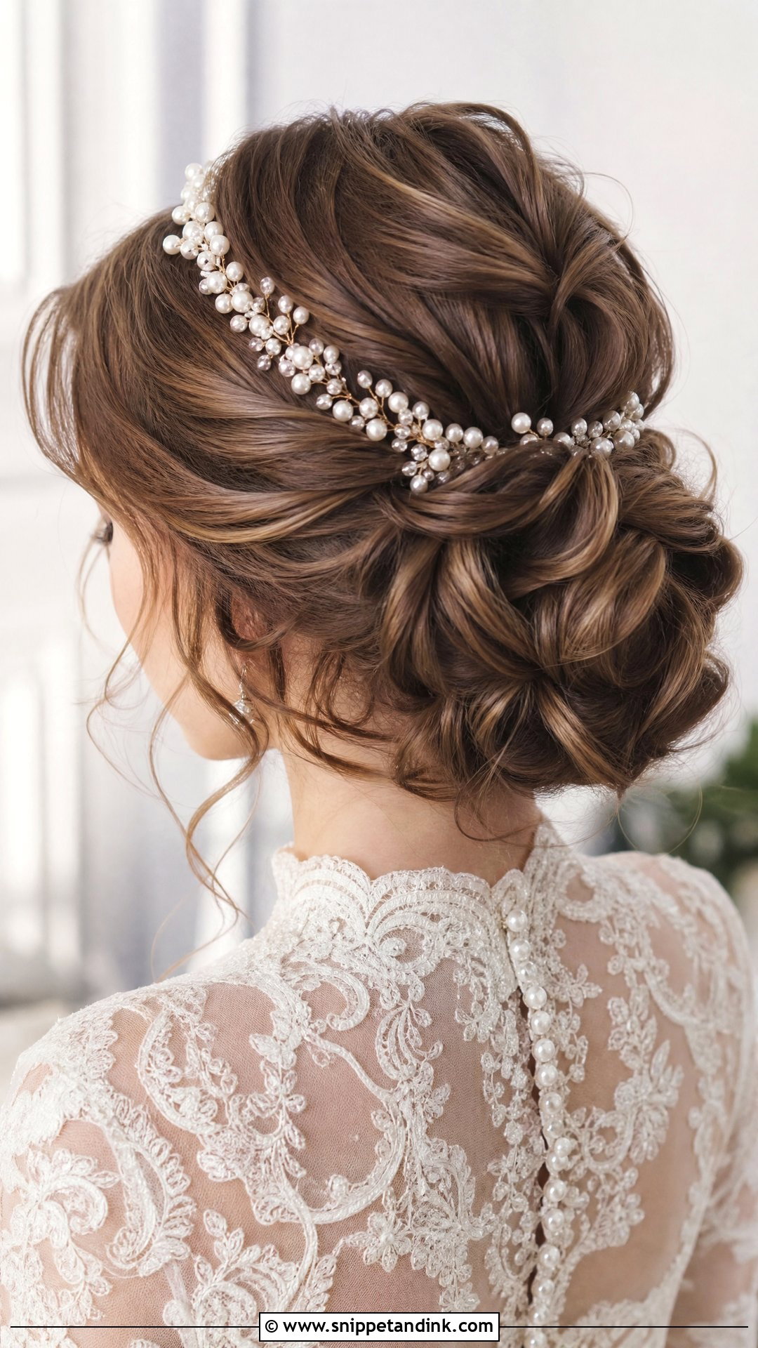 Twisted Updo With Pearl Tiara - Snippet and Ink - 20 Christian Bride Hairstyle with Crown Ideas