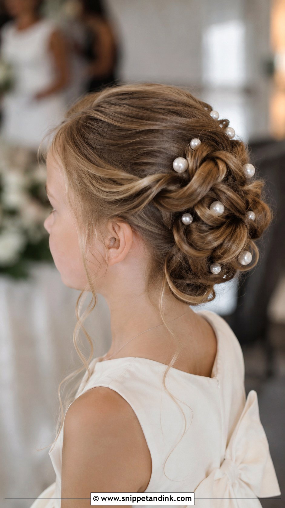 Twisted Updo With Pearls - Snippet and Ink - 25 Flowergirls Hairstyle Ideas
