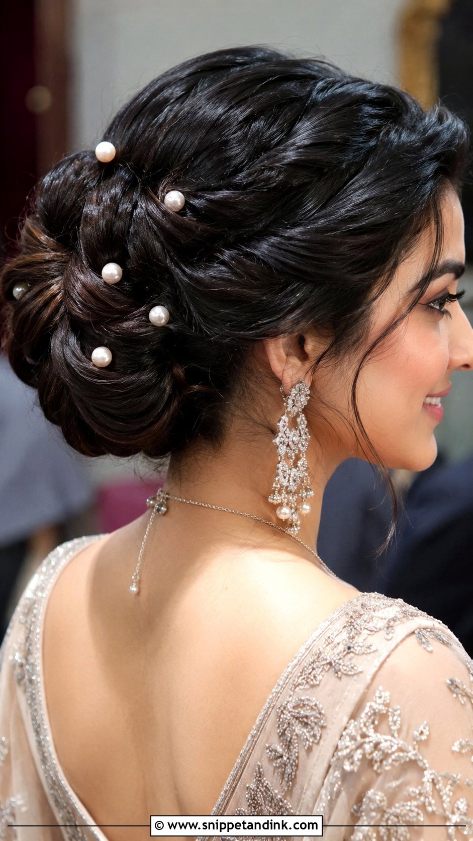 Twisted Updo With Pearls - Snippet and Ink - 30 Indian Bridal Hairstyles