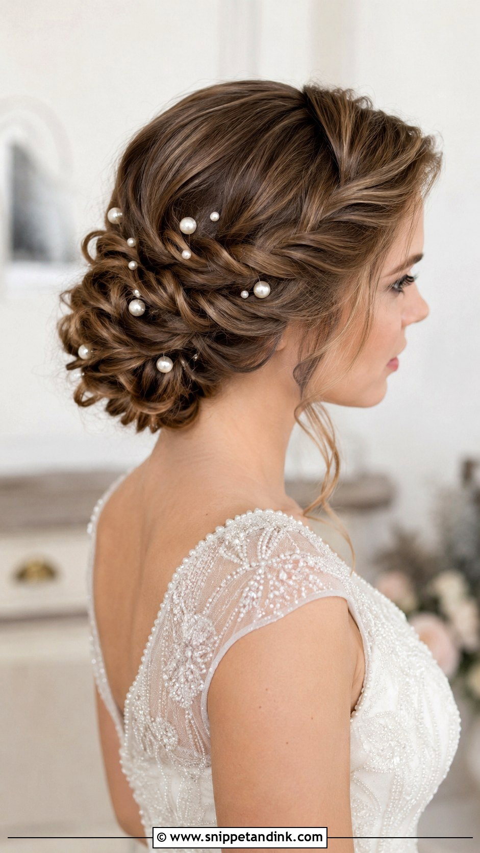 Twisted Updo With Pearls - Snippet and Ink - 30 Timeless Bridal Hair Ideas