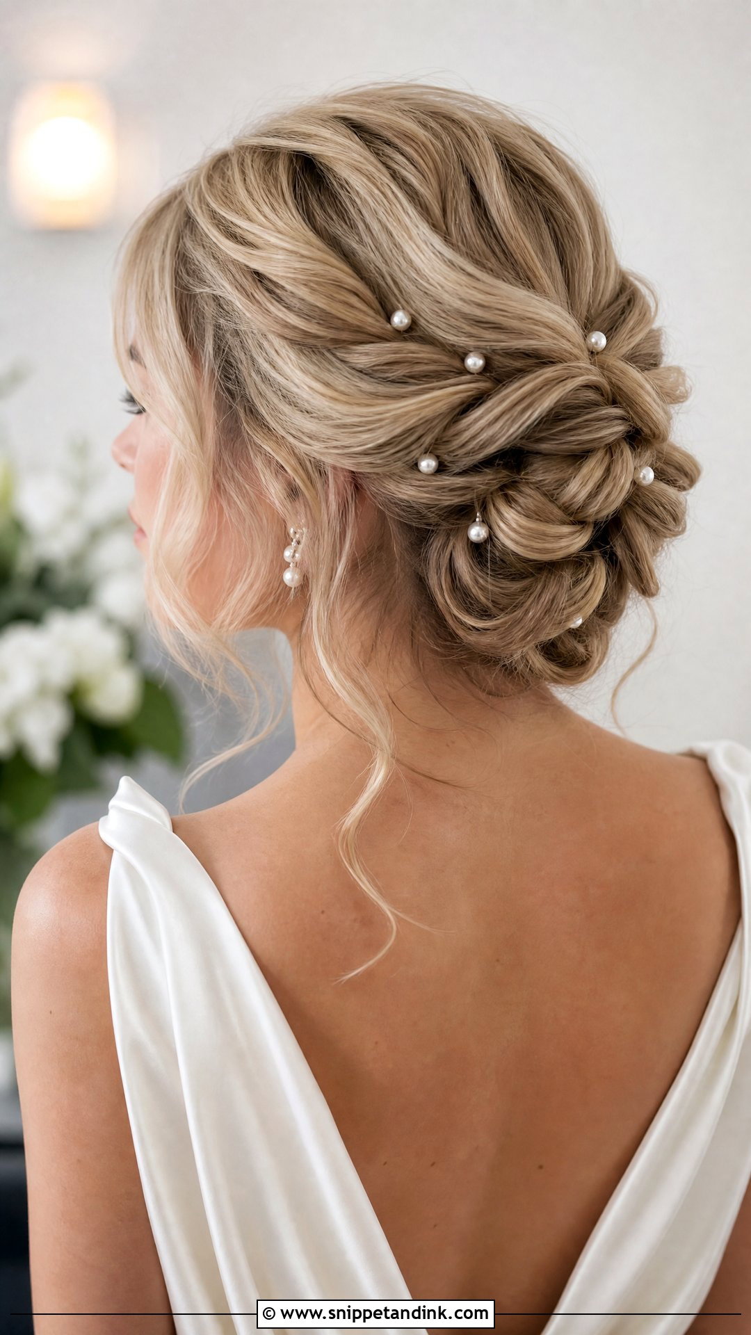 Twisted Updo With Pearls - Snippet and Ink - 20 Long Hair Bridal Hair Styles
