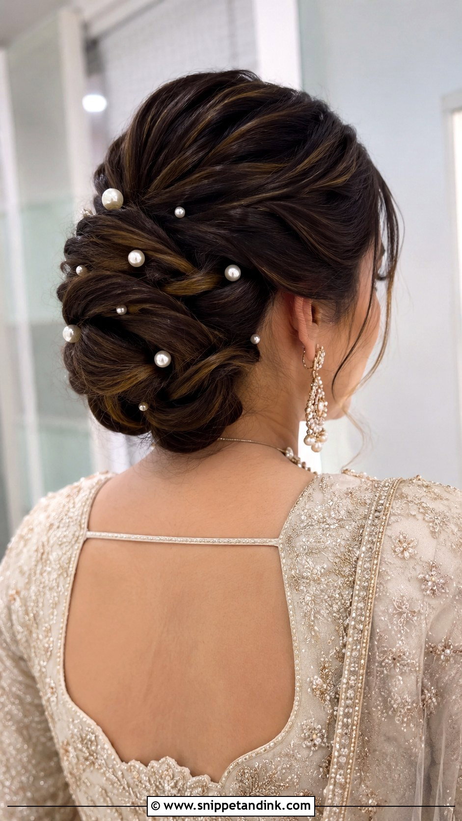 Twisted Updo With Pearls - Snippet and Ink - 20 Nikah Bride Hairstyles