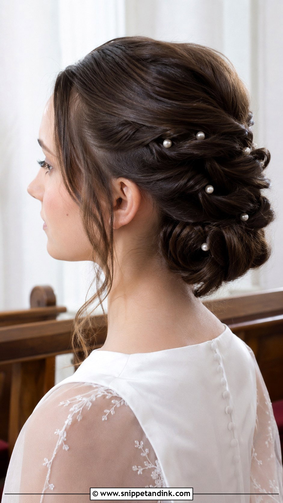 Twisted Updo With Pearls - Snippet and Ink - 25 Confirmation Hairstyles