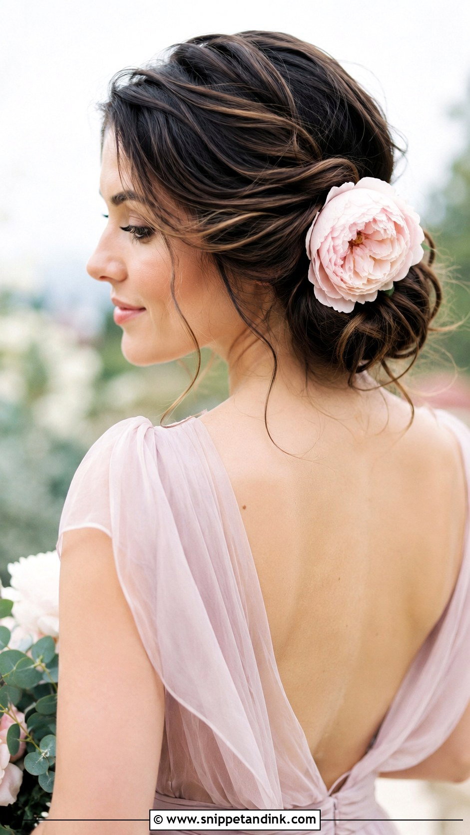 Twisted Updo With Peonies - Snippet and Ink - 20 Flowers in Hair for Wedding