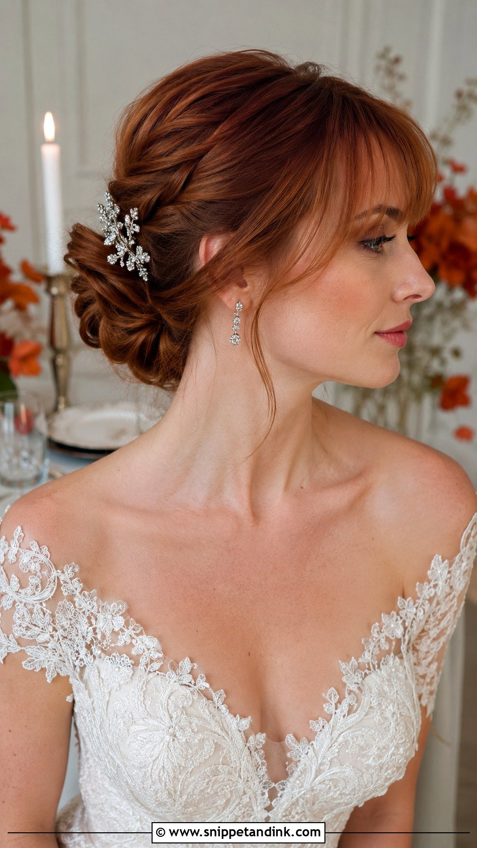 Twisted Updo With Side Bangs - Snippet and Ink - 20 Easy Updos for Medium Hair for Wedding