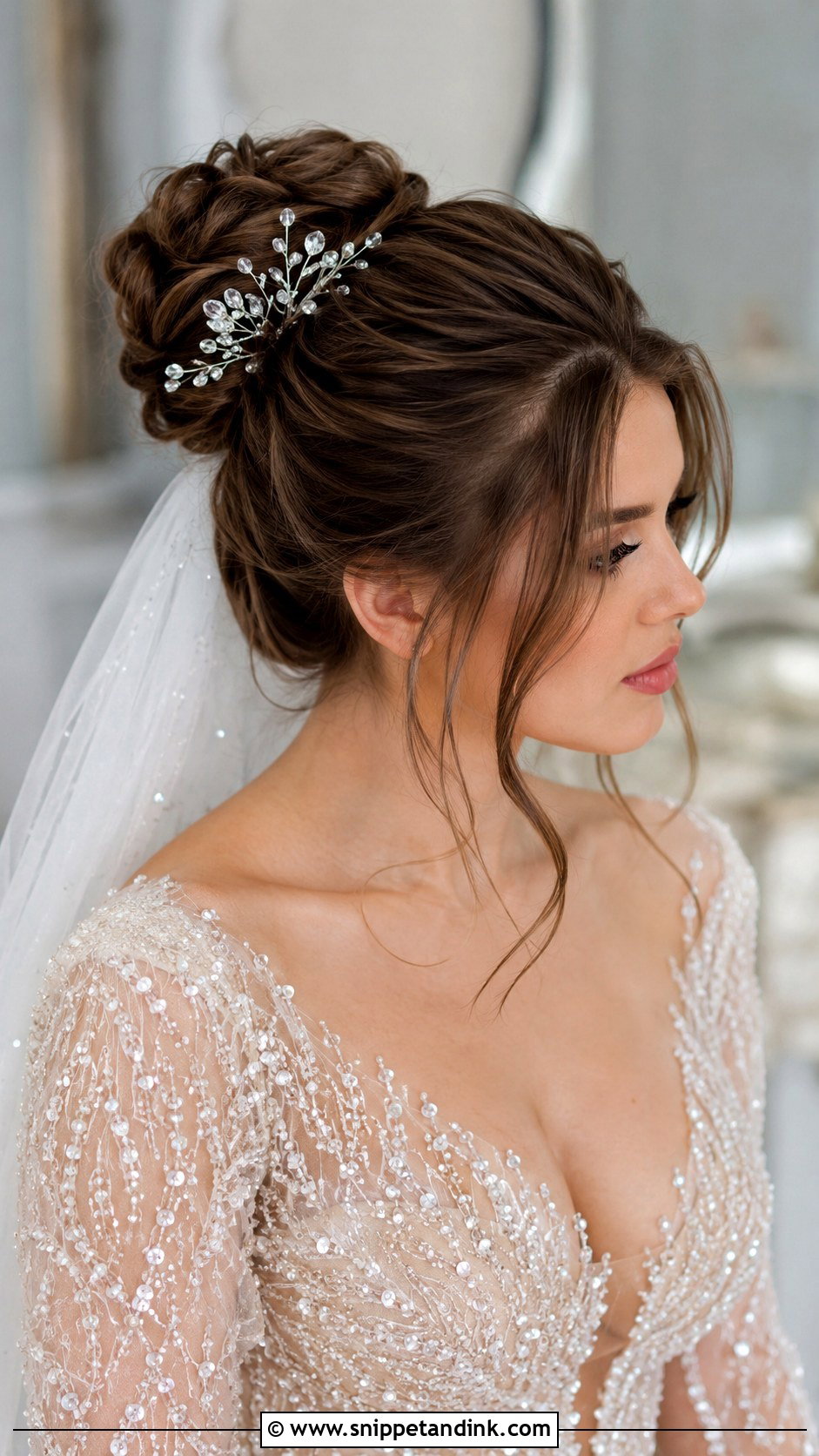 Twisted Updo With Side Sweep - Snippet and Ink - 25 Bridal Hairstyles for Round Face