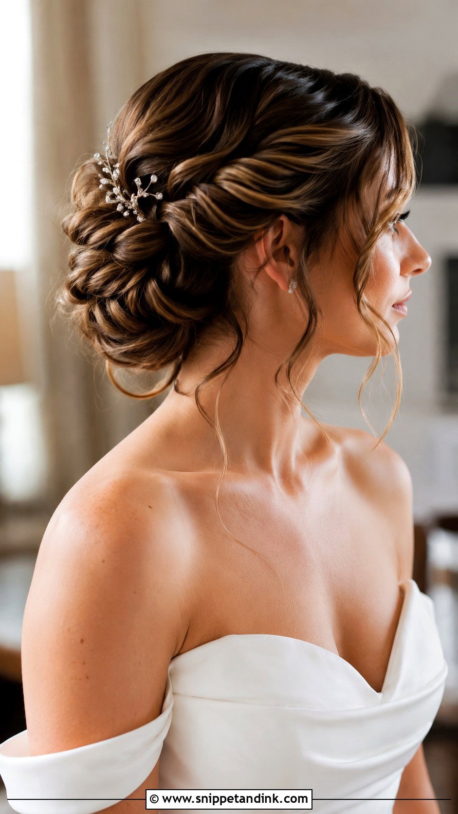 Twisted Updo With Tendrils - Snippet and Ink - 20 Winter Wedding Hair Ideas