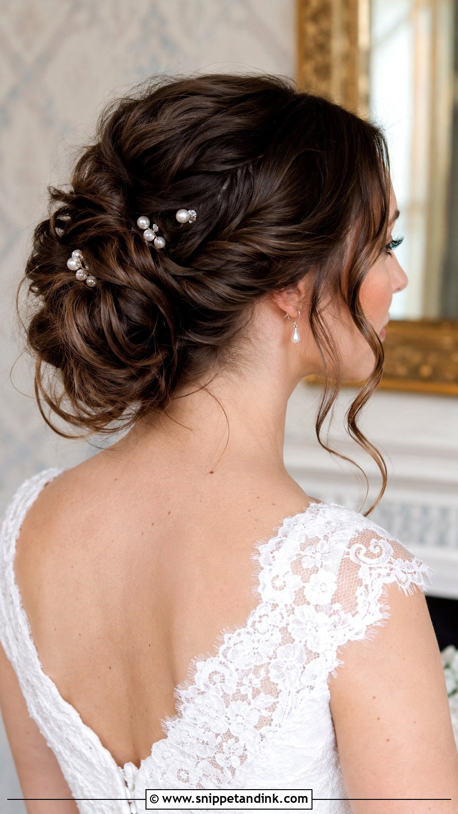Twisted Updo With Tendrils - Snippet and Ink - 25 Shoulder Length Bridal Hair Ideas