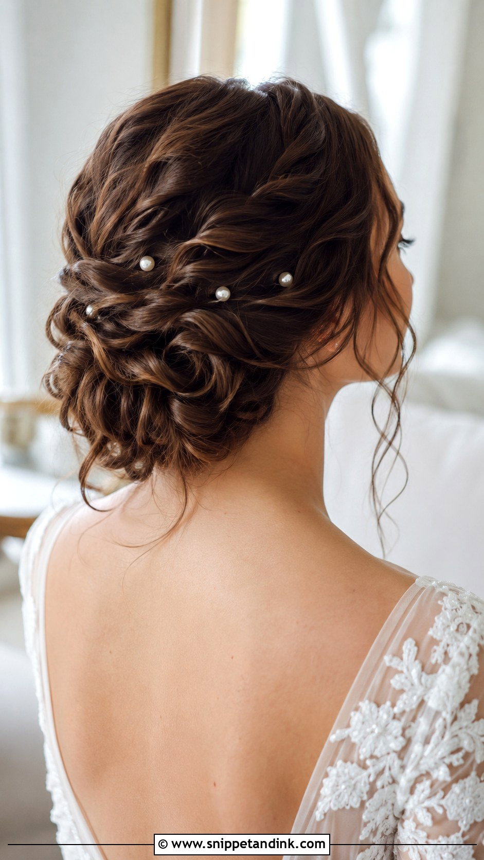Twisted Updo With Tendrils - Snippet and Ink - 25 Shoulder Length Wedding Hair Ideas