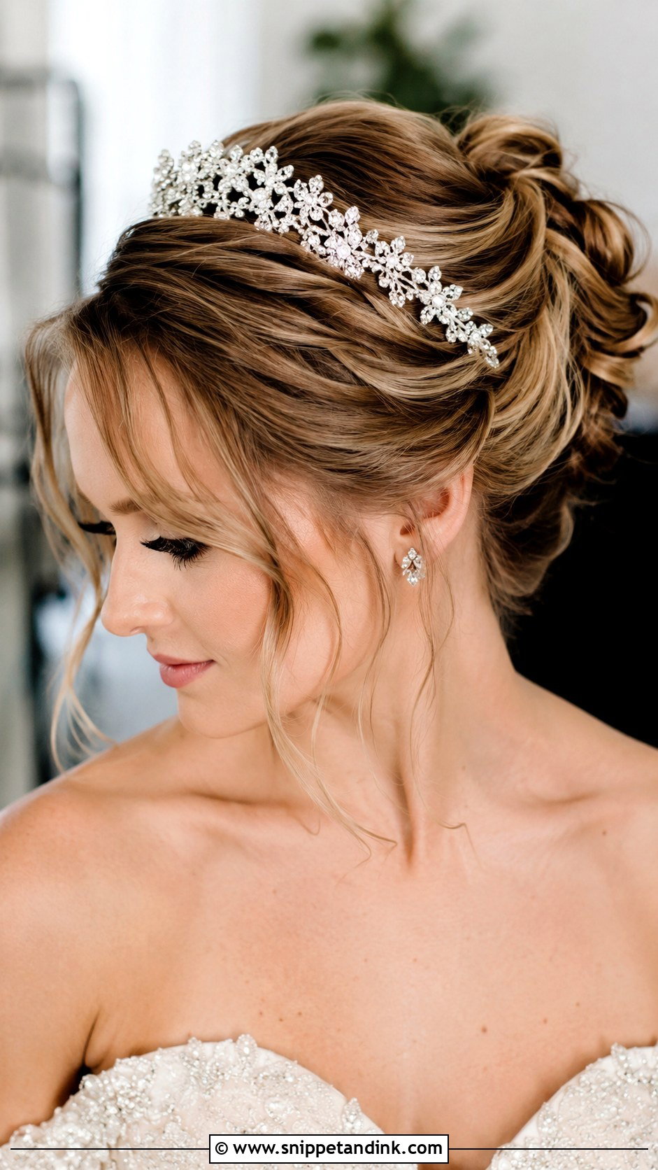 Twisted Updo With Tiara - Snippet and Ink - 25 Wedding Hair with Tiara Ideas