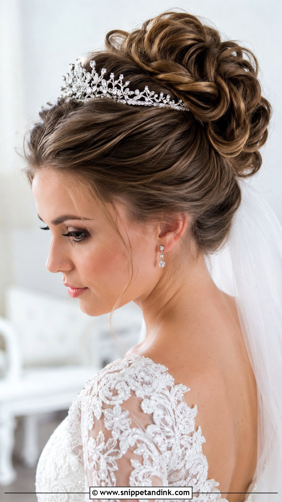 Twisted Updo With Tiara - Snippet and Ink - 25 Wedding Tiara Hairstyles
