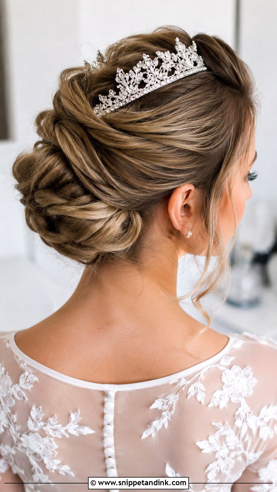 Twisted Updo With Tiara - Snippet and Ink - 30 Wedding Hairstyles with Crown