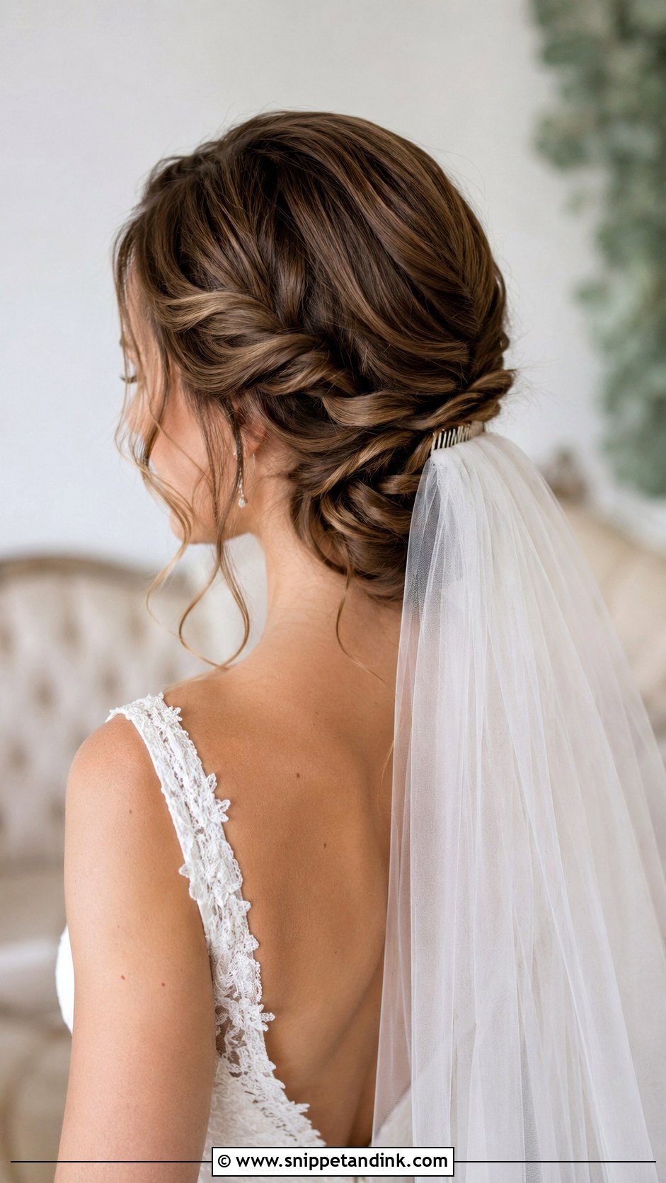 Twisted Updo With Veil - Snippet and Ink - 20 Quick Easy Updos for Short Hair Shoulder Length Wedding Hairstyles