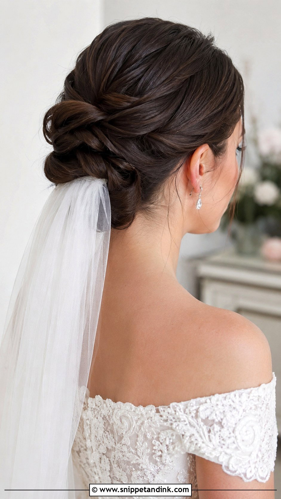 Twisted Updo With Veil - Snippet and Ink - 25 Long Hairstyles for Wedding