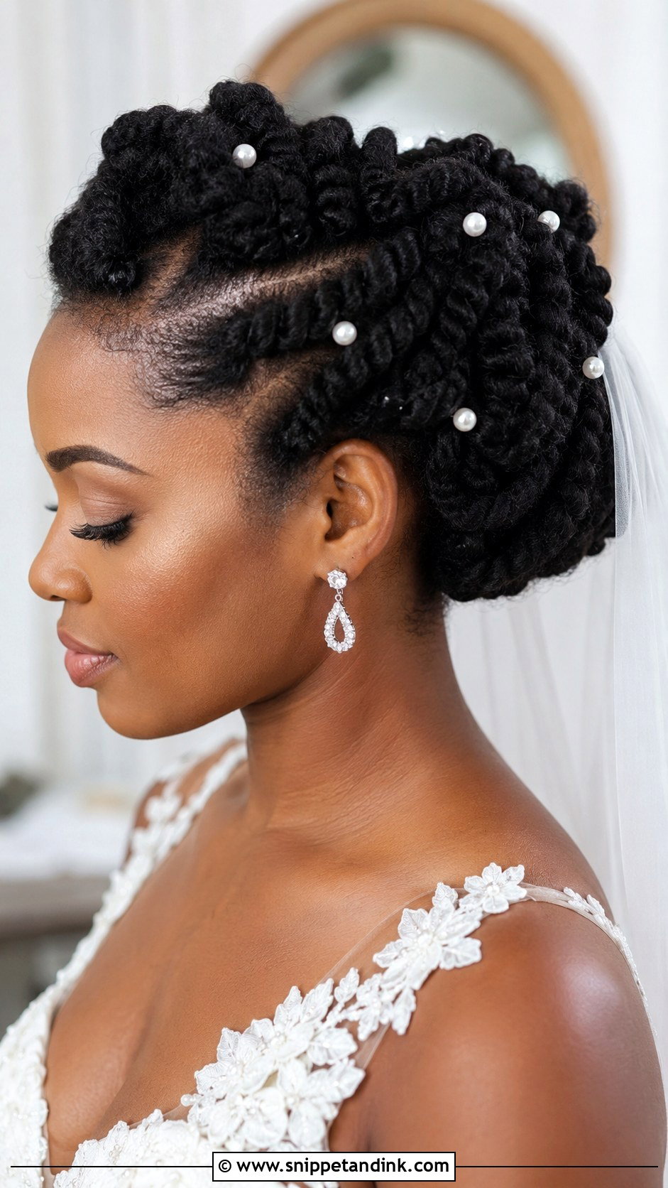 Twisted Updo for Natural Hair - Snippet and Ink - 25 Black Wedding Hairstyles for Bride