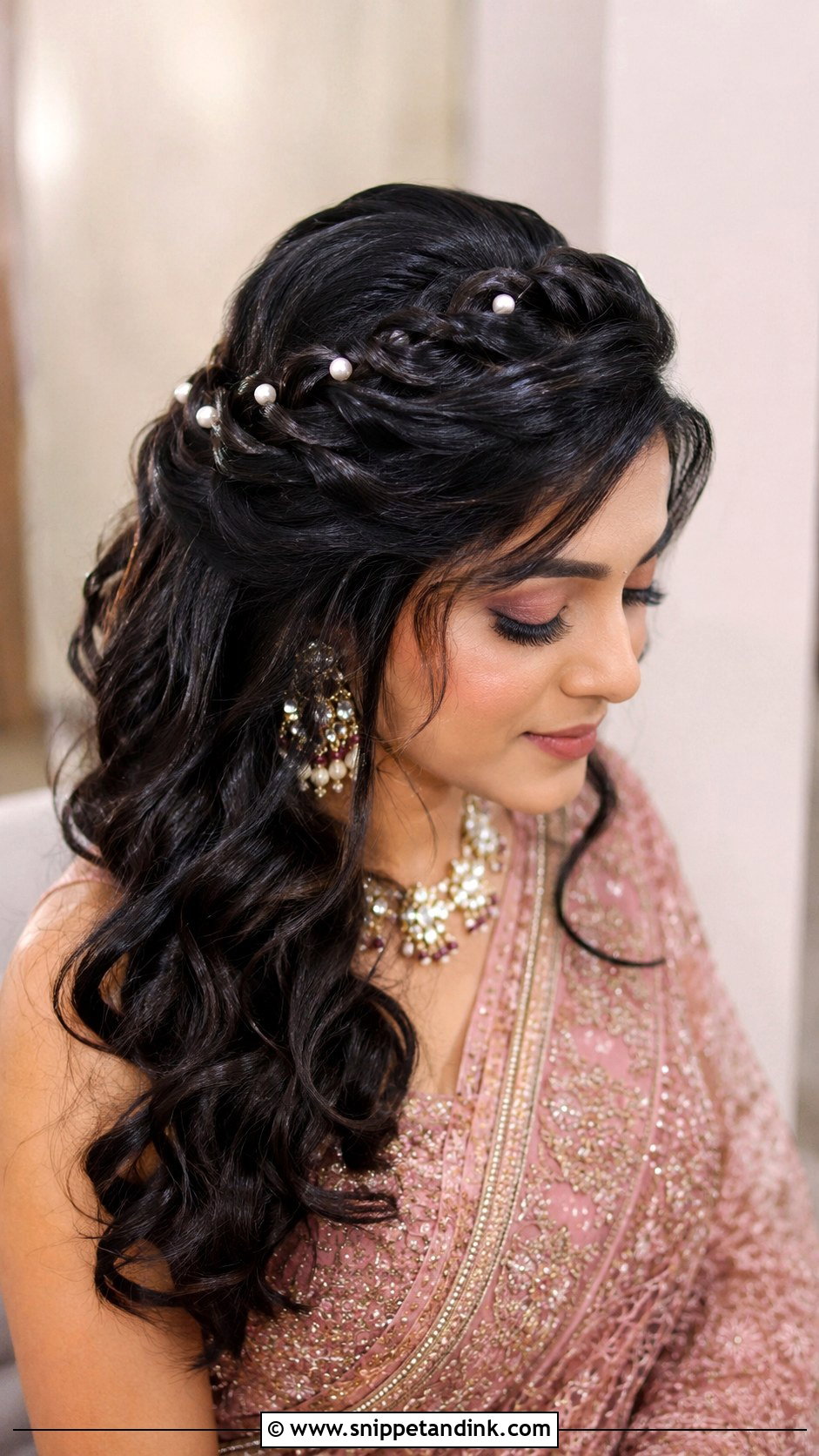Twisted Waterfall Braid Hairstyle - Snippet and Ink - 20 Indian Wedding Waterfall Hairstyle Ideas