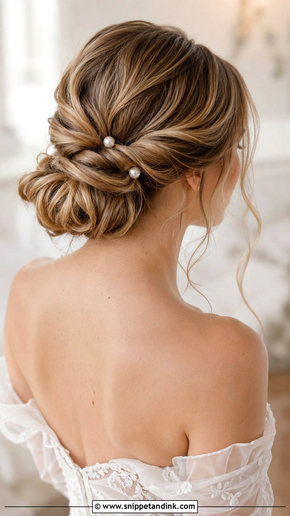 Twisted Wedding Bun With Pearls - Snippet and Ink - 15 Wedding Bun with Pearls Ideas