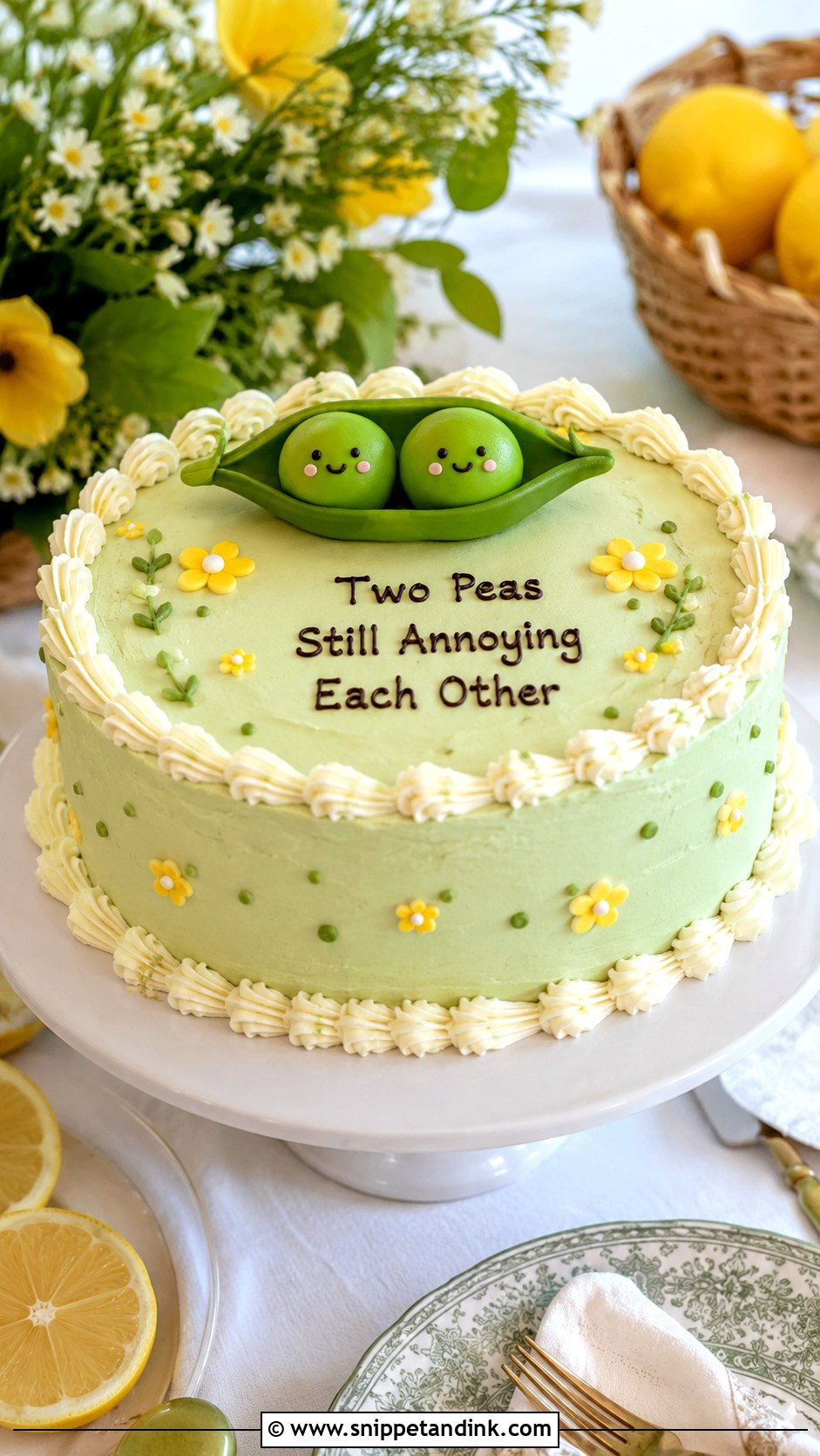 Two Peas Still Annoying Each Other Cake - Snippet and Ink - 20 Funny Anniversary Cake Ideas