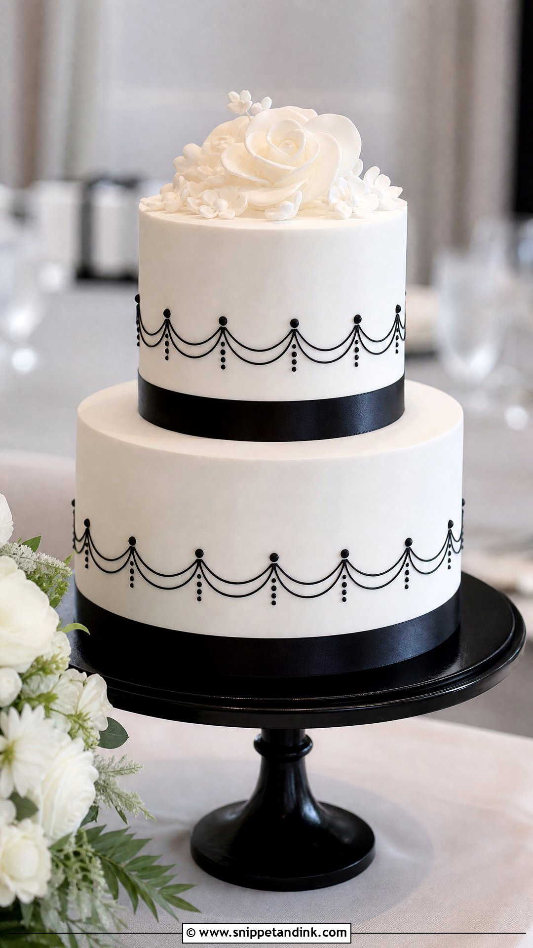Two Step Wedding Cake With Black And White - Snippet and Ink - 20 Two Step Cake Design Ideas for Wedding