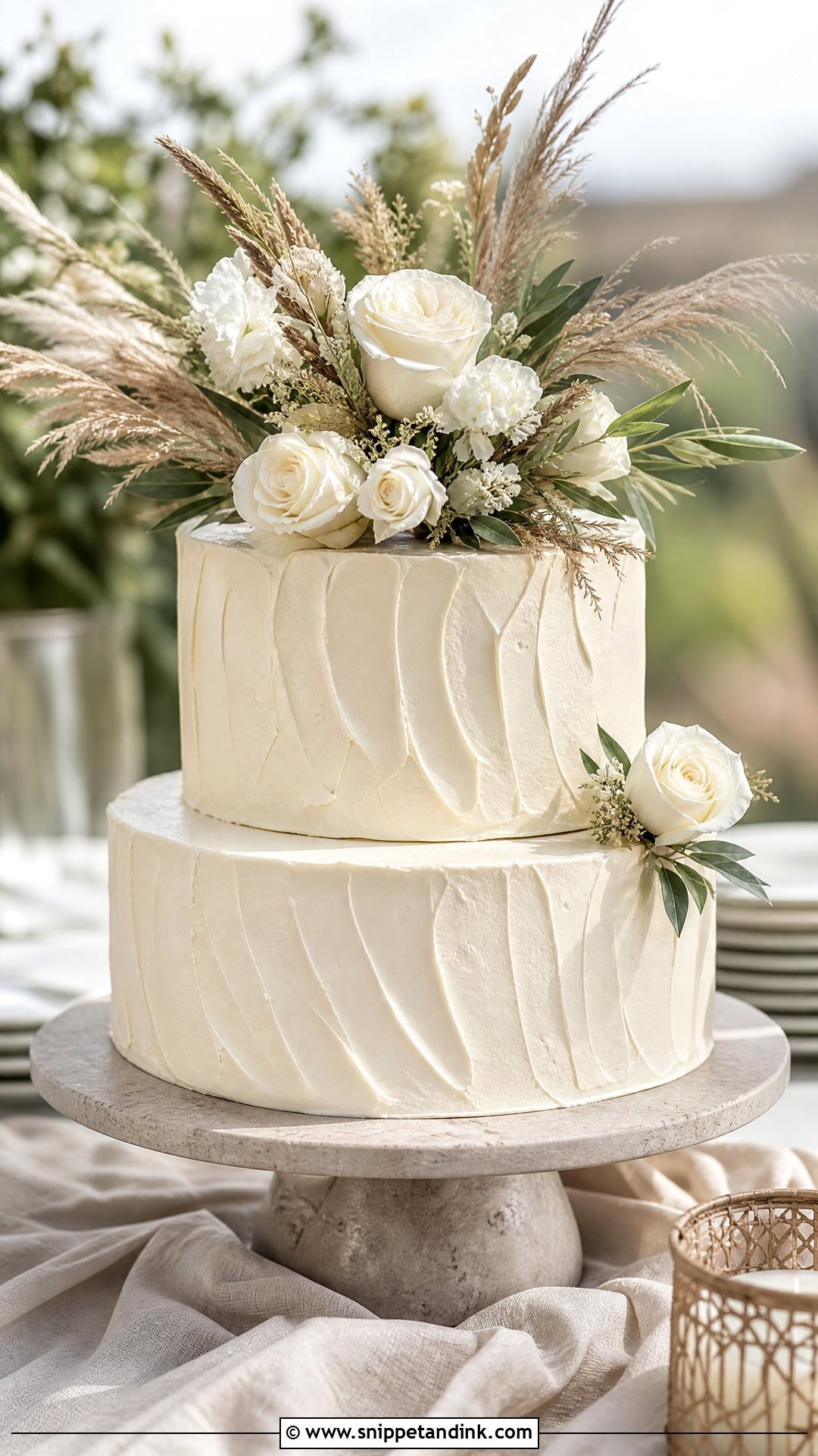 Two Step Wedding Cake With Buttercream Texture - Snippet and Ink - 20 Two Step Cake Design Ideas for Wedding