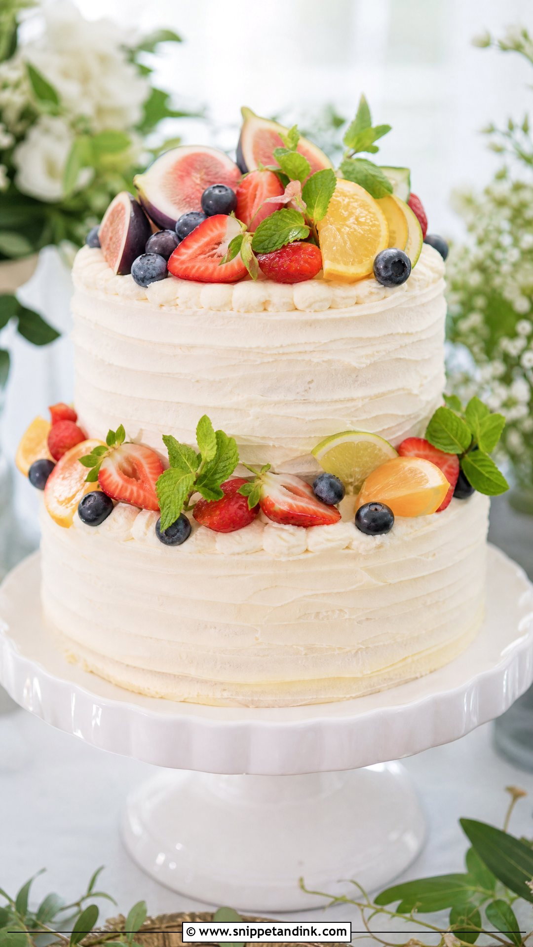 Two Step Wedding Cake With Fruit Topping - Snippet and Ink - 20 Two Step Cake Design Ideas for Wedding