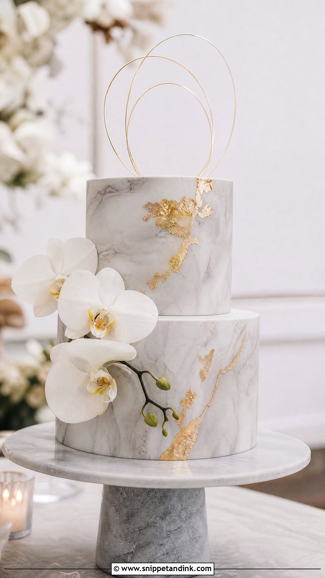 Two Step Wedding Cake With Marble Fondant - Snippet and Ink - 20 Two Step Cake Design Ideas for Wedding