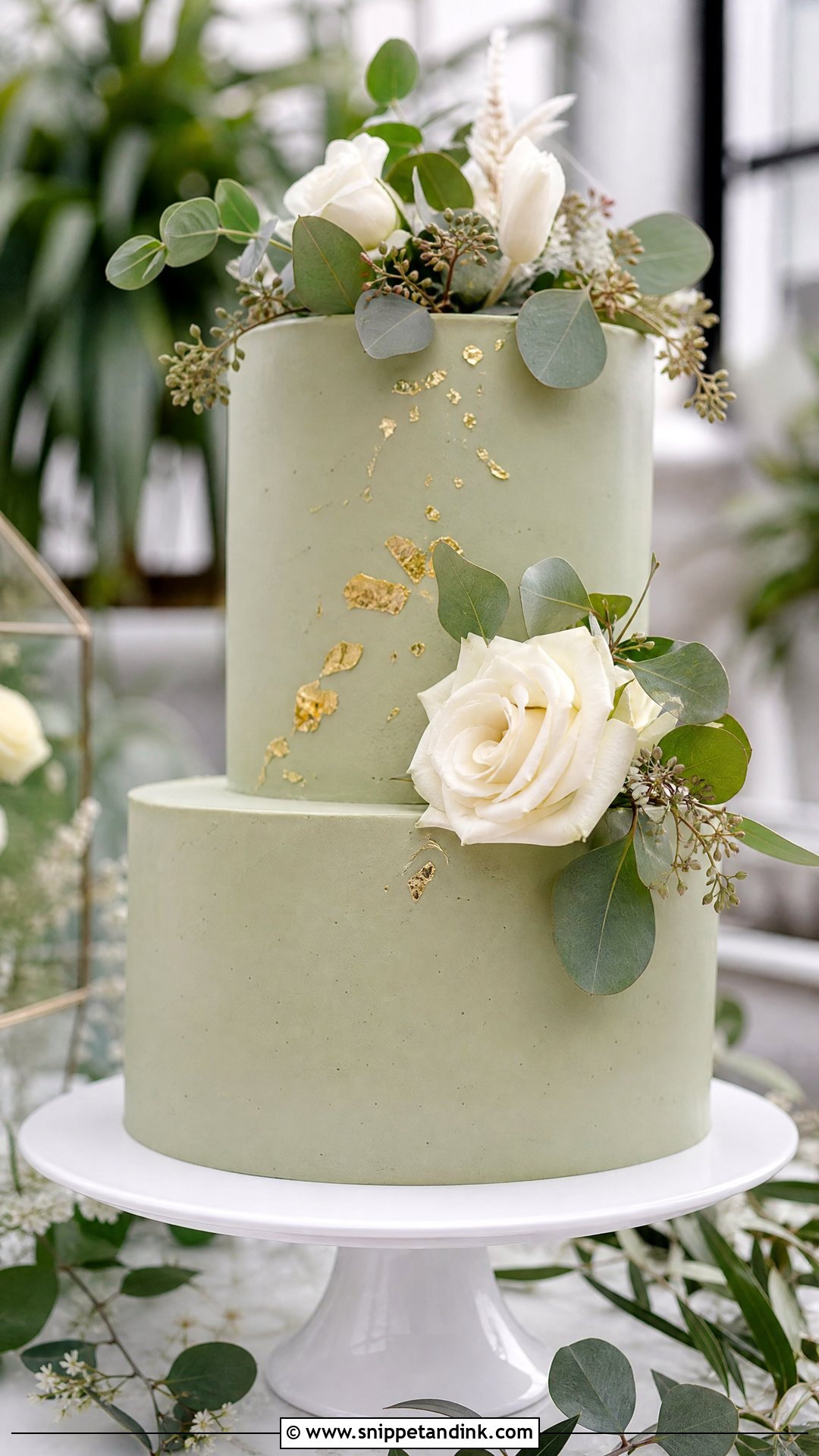 Two Step Wedding Cake With Sage Green - Snippet and Ink - 20 Two Step Cake Design Ideas for Wedding